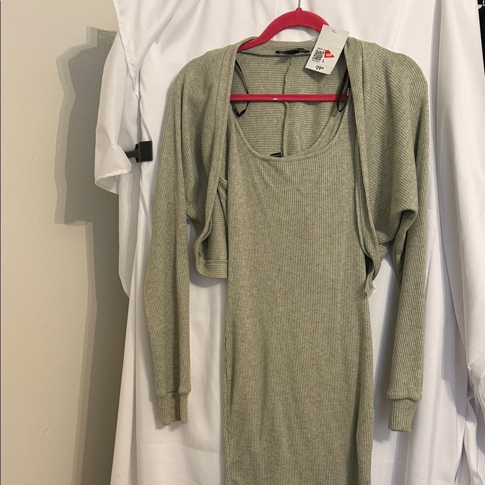 Women's Olive Green dress with crop sweater